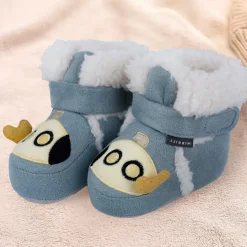 Baby Moo Submarine Velcro Warm Furry Booties - Blue