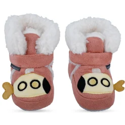 Baby Moo Submarine Velcro Warm Furry Booties - Pink