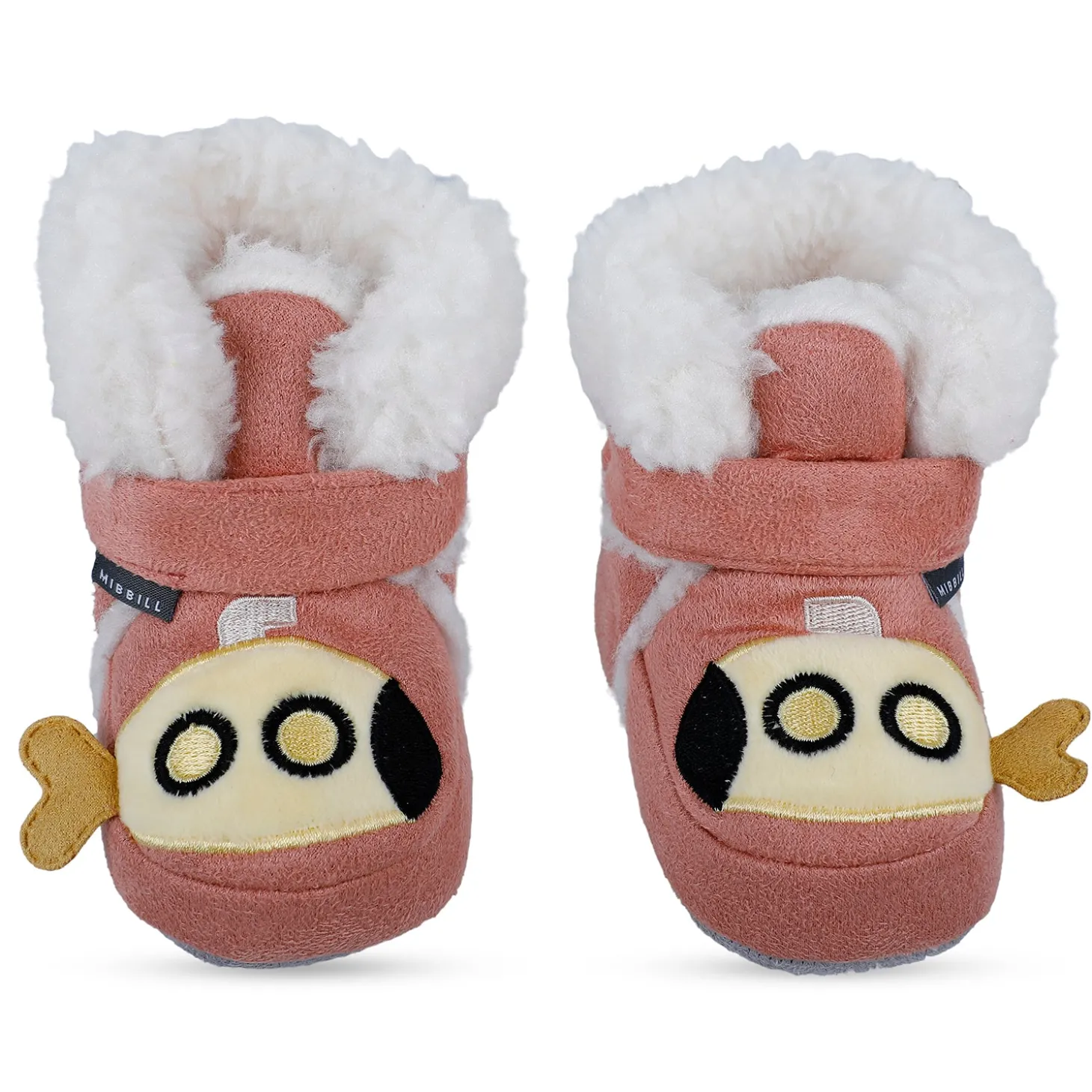 Baby Moo Submarine Velcro Warm Furry Booties - Pink
