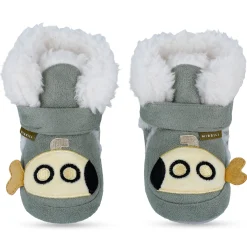 Baby Moo Submarine Velcro Warm Furry Booties - Green