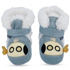 Baby Moo Submarine Velcro Warm Furry Booties - Blue