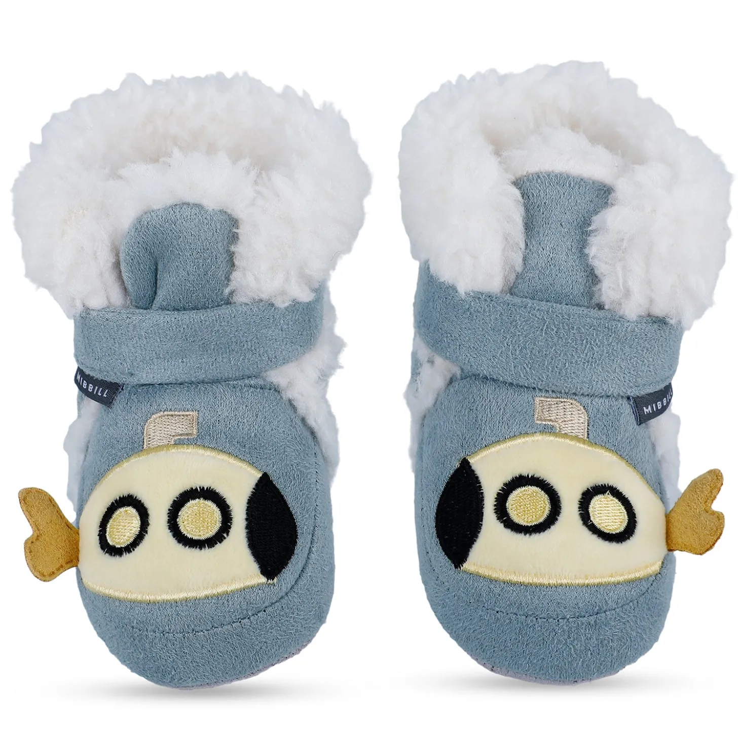 Baby Moo Submarine Velcro Warm Furry Booties - Blue