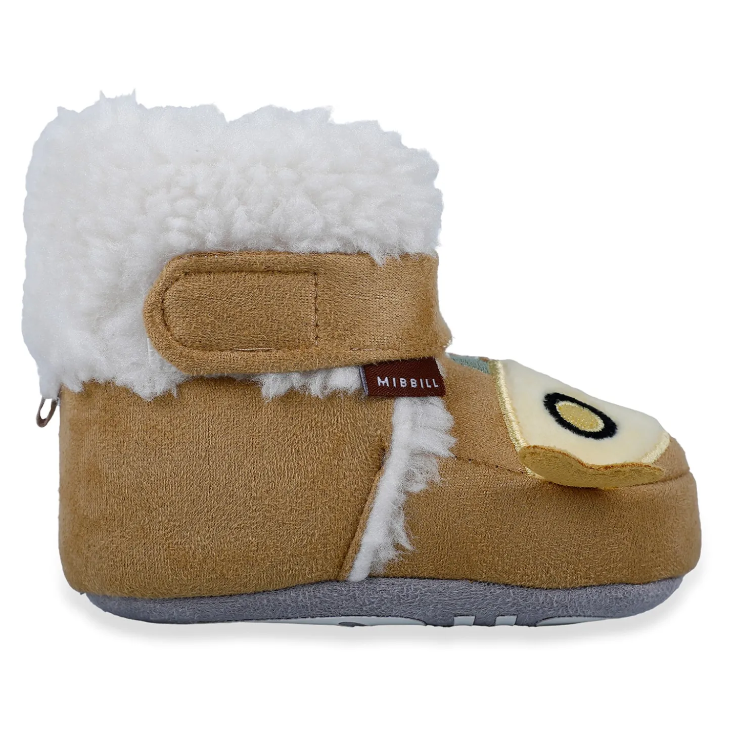 Baby Moo Submarine Velcro Warm Furry Booties - Brown