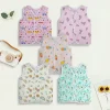 Baby Moo Sugar Rush Multi Print V-Neck Sleeveless Front Opening Button Cotton Jhablas 5 Pcs - Pink, Multicolour