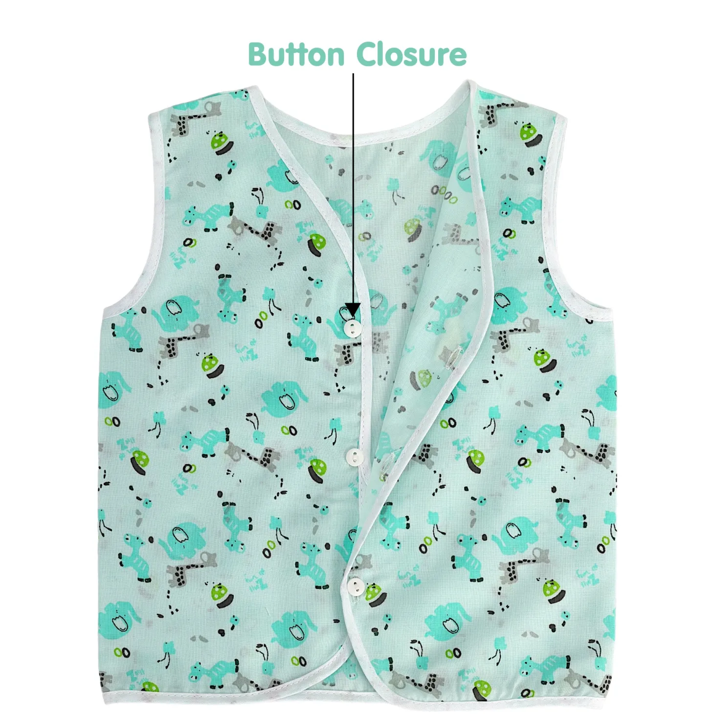 Baby Moo Sugar Rush Multi Print V-Neck Sleeveless Front Opening Button Cotton Jhablas 5 Pcs - Pink, Multicolour