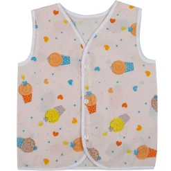 Baby Moo Sugar Rush Multi Print V-Neck Sleeveless Front Opening Button Cotton Jhablas 5 Pcs - Pink, Multicolour