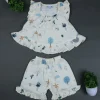 Baby Moo Sunny Desert Muslin Frilly Top And Shorts Co-ord Set - Cream