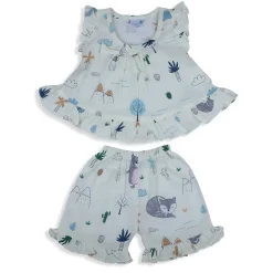 Baby Moo Sunny Desert Muslin Frilly Top And Shorts Co-ord Set - Cream