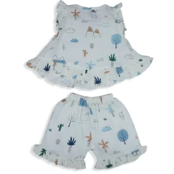 Baby Moo Sunny Desert Muslin Frilly Top And Shorts Co-ord Set - Cream