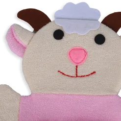Baby Moo Sweet Cow Bath Time Fun Hand Puppet Loofah Bath Glove - Cream