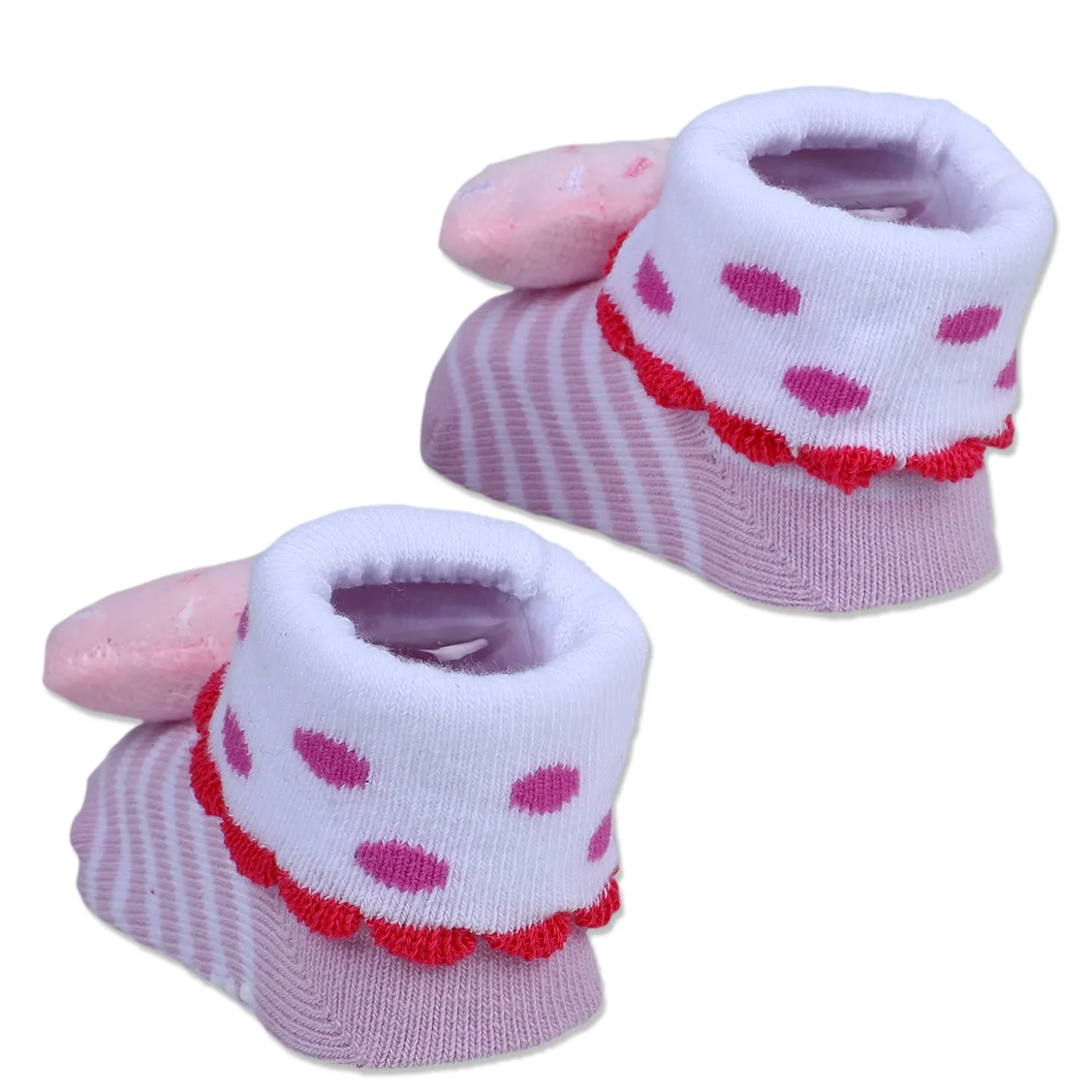 Baby Moo Sweet Cupcake Polka Cotton Anti-Skid 3D Socks - Pink