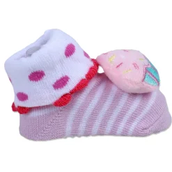 Baby Moo Sweet Cupcake Polka Cotton Anti-Skid 3D Socks - Pink