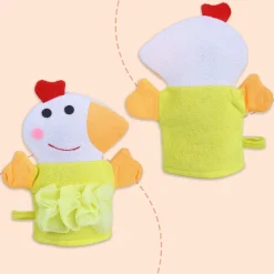 Baby Moo Sweet Hen Bath Time Fun Hand Puppet Loofah Bath Glove - Yellow