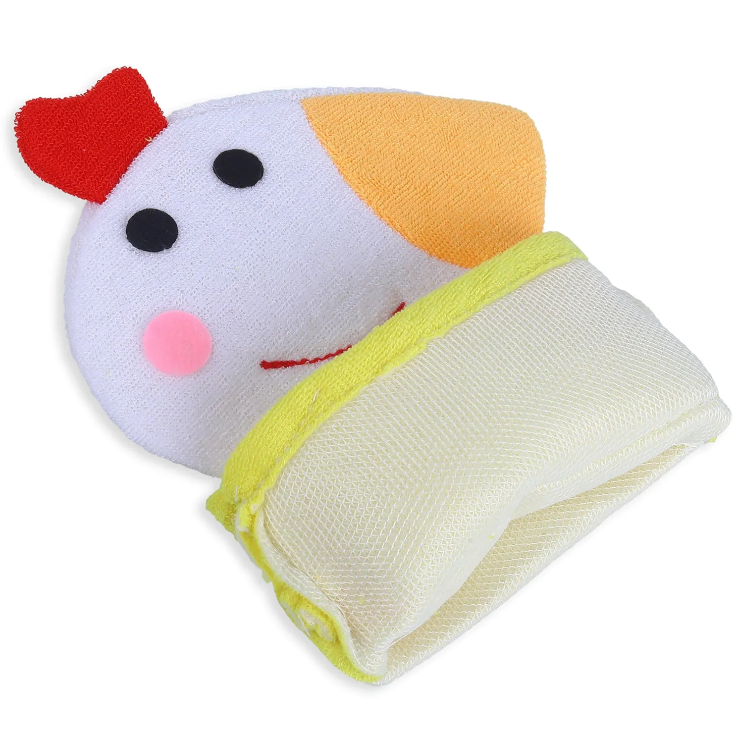 Baby Moo Sweet Hen Bath Time Fun Hand Puppet Loofah Bath Glove - Yellow
