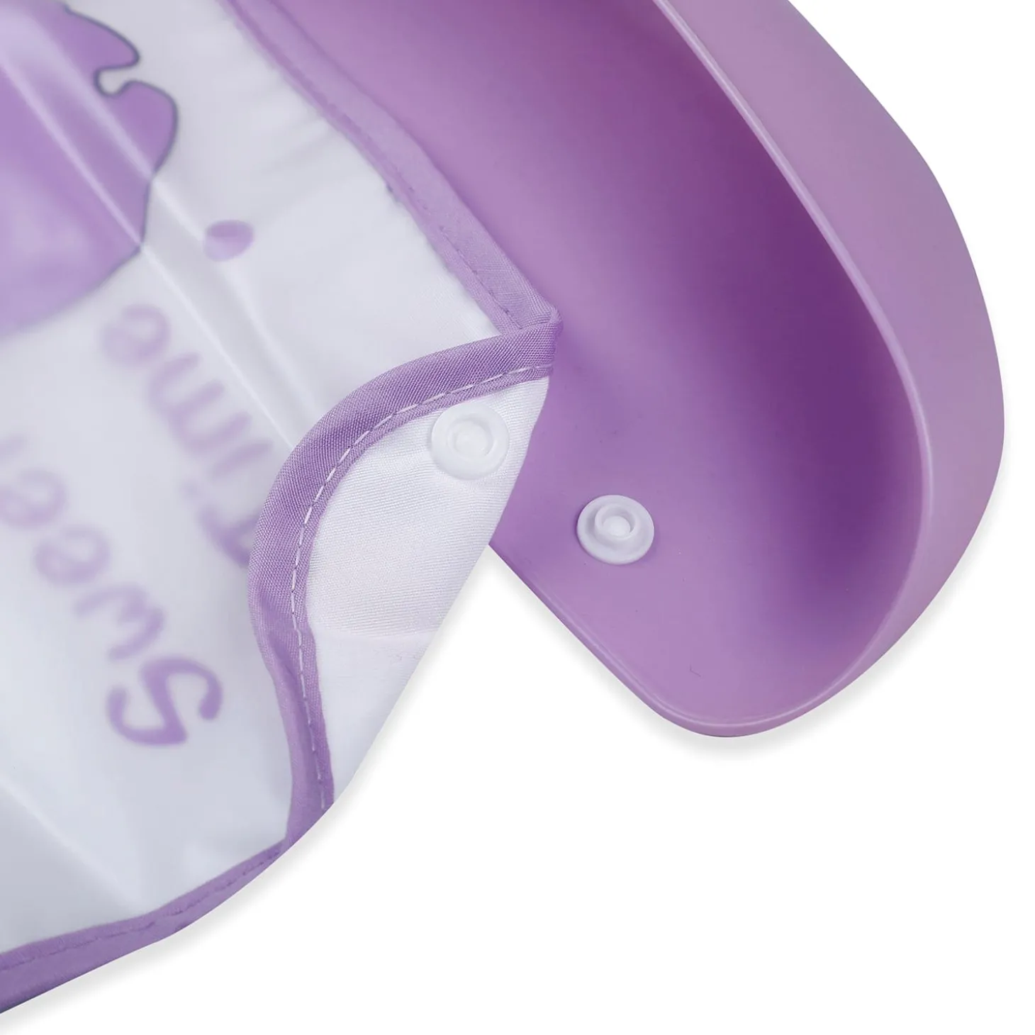 Baby Moo Sweet Time Premium Waterproof Crumb Catcher Bibs - Purple