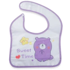 Baby Moo Sweet Time Premium Waterproof Crumb Catcher Bibs - Purple