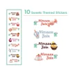 Baby Moo Sweets Personalised Name Self Adhesive Transparent Embossed Stickers, 3D Labels 10 Pcs Stationery Set for Children - Pink