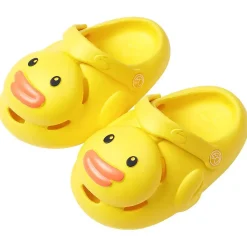 Baby Moo Swimming Duck Waterproof Anti-Skid Sling Back Clogs - Yellow