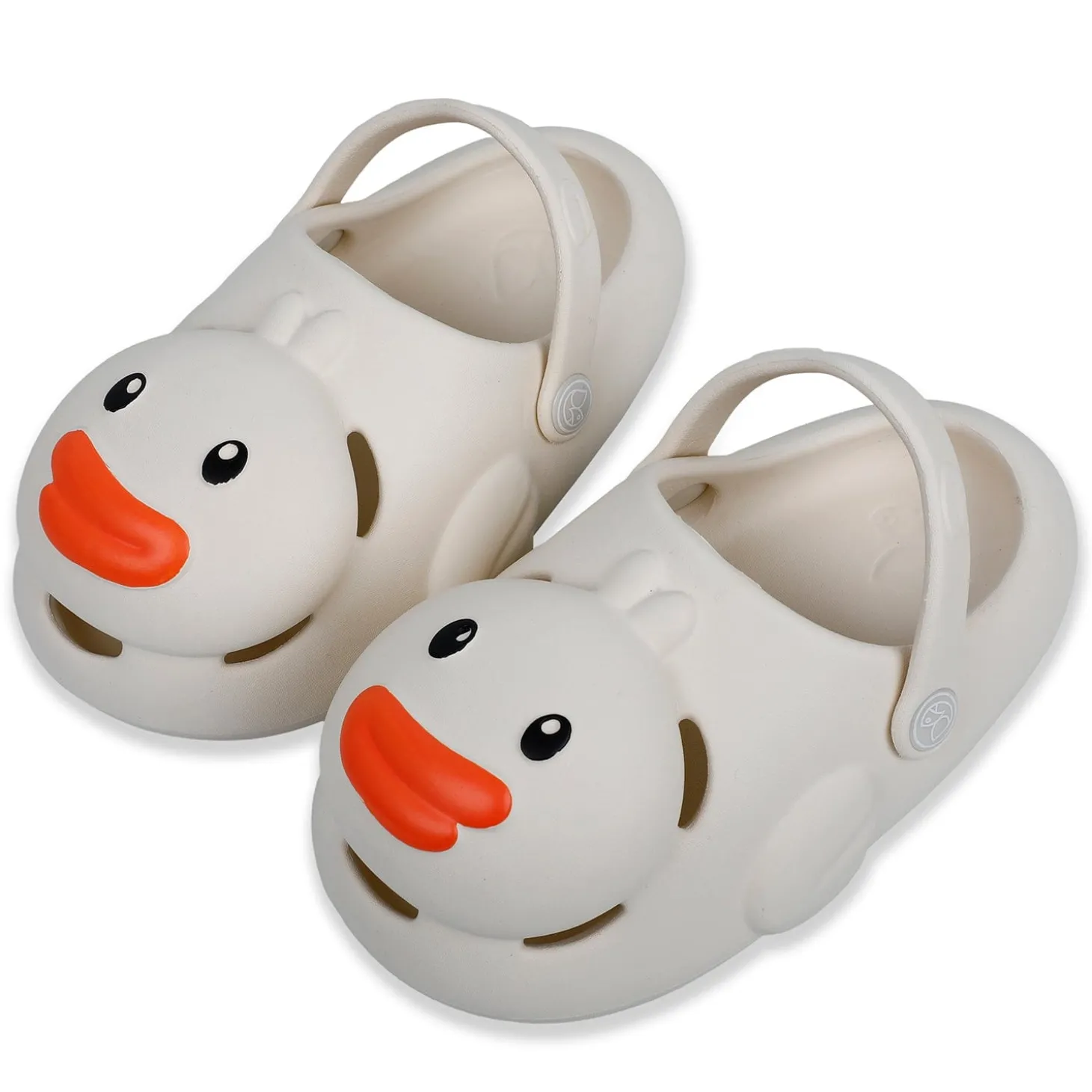 Baby Moo Swimming Duck Waterproof Anti-Skid Sling Back Clogs - Cream