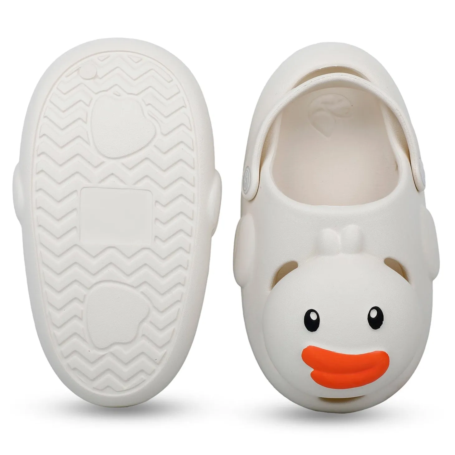 Baby Moo Swimming Duck Waterproof Anti-Skid Sling Back Clogs - Cream