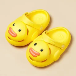 Baby Moo Swimming Duck Waterproof Anti-Skid Sling Back Clogs - Yellow