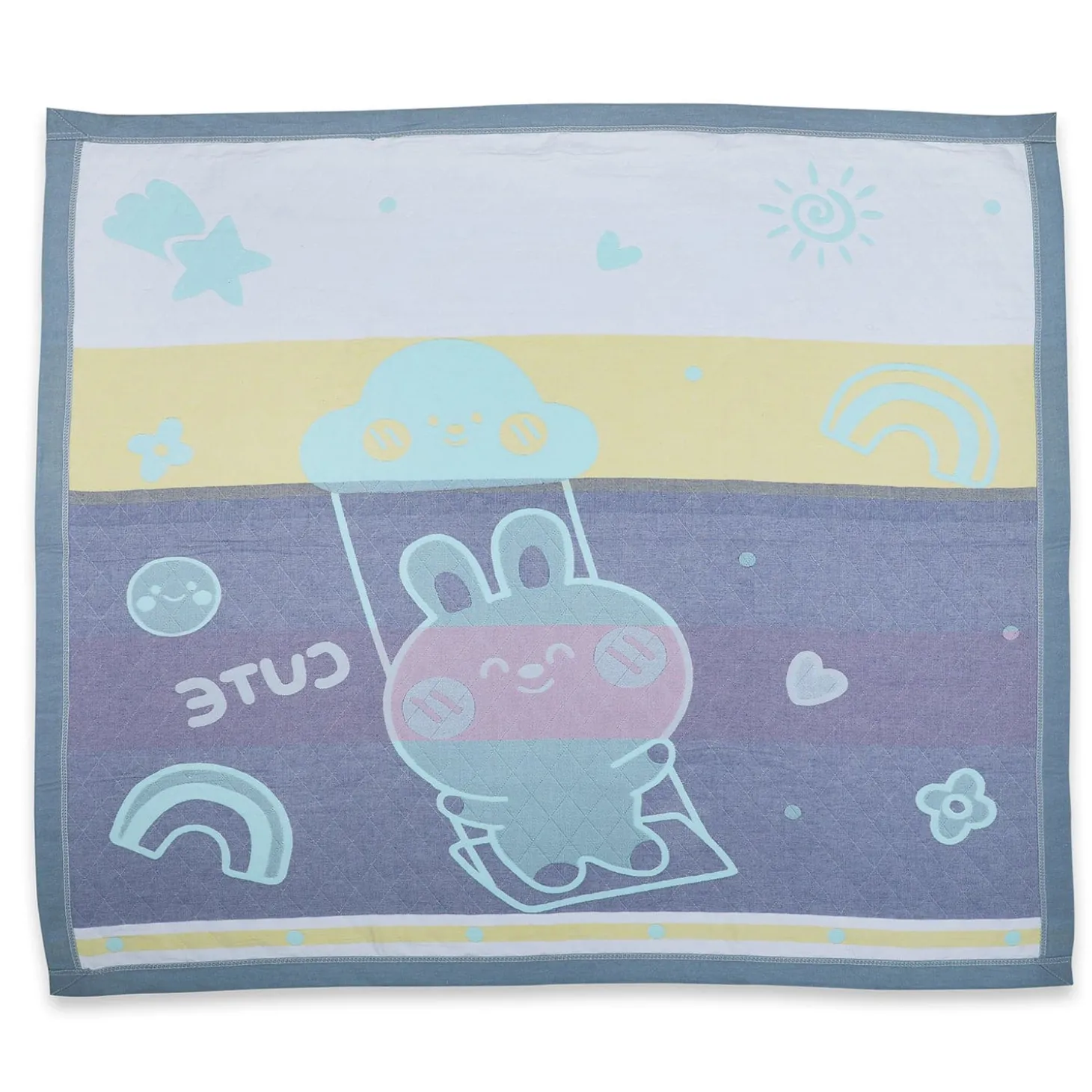 Baby Moo Swinging Bunny All Season Medium Muslin Blanket - Mint Green