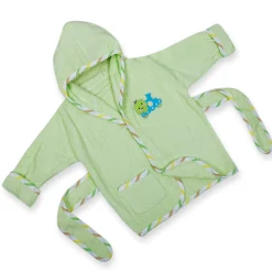 Baby Moo Taklu Turtle Embroidered Half Sleeves Bathrobe - Green