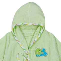 Baby Moo Taklu Turtle Embroidered Half Sleeves Bathrobe - Green