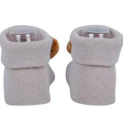 Baby Moo Teddy And Fox 3D Rattle Anti-Skid Socks Booties Pack of 2 - Blue, Rose Gold
