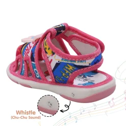 Baby Moo Teddy Applique Velcro Strap Anti-Skid Chu Chu Sound Sandals - Pink