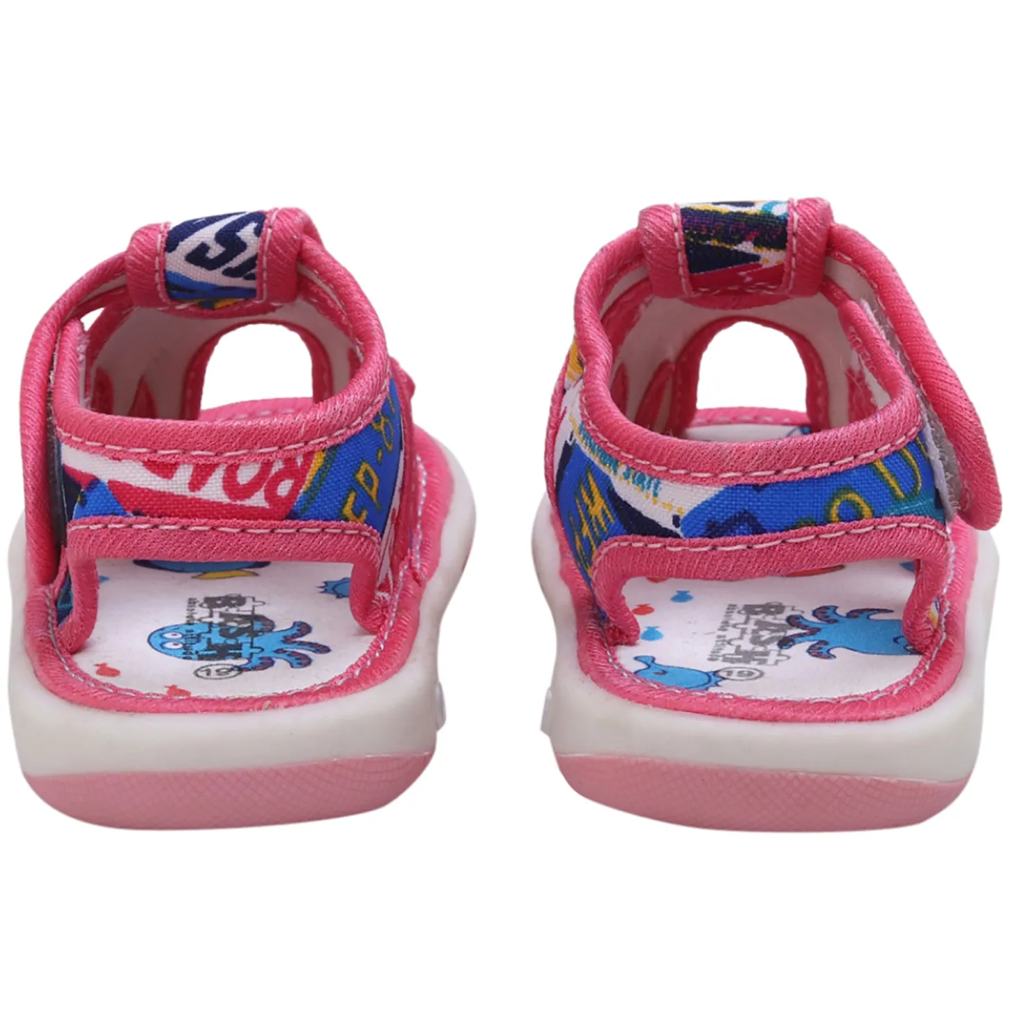 Baby Moo Teddy Applique Velcro Strap Anti-Skid Chu Chu Sound Sandals - Pink