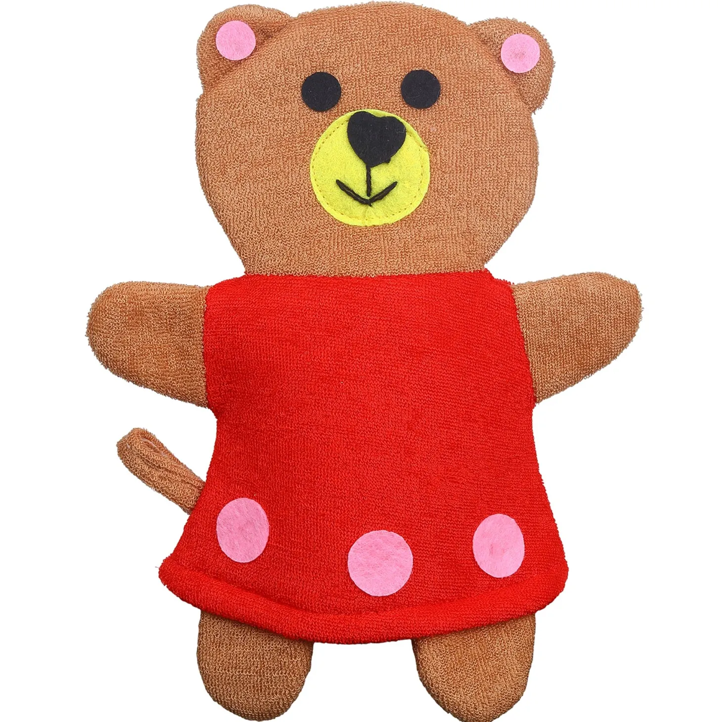 Baby Moo Teddy Bear Bath Time Fun Hand Puppet Loofah Bath Glove - Brown