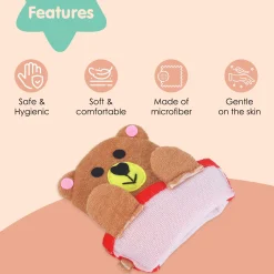 Baby Moo Teddy Bear Bath Time Fun Hand Puppet Loofah Bath Glove - Brown