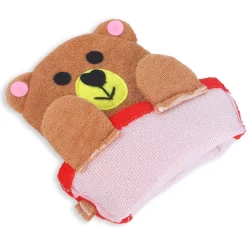Baby Moo Teddy Bear Bath Time Fun Hand Puppet Loofah Bath Glove - Brown