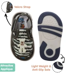 Baby Moo Teddy Bear Velcro Strap Anti-Skid Chu Chu Sound Sandals - Green