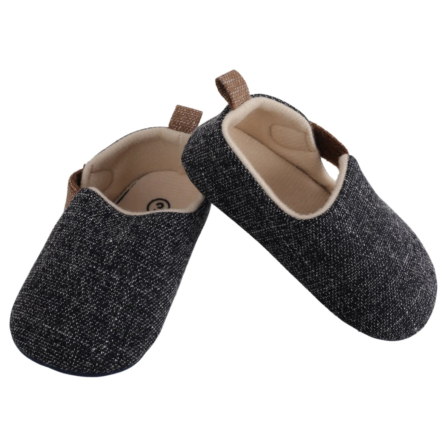 Baby Moo Textured Black Velcro Booties