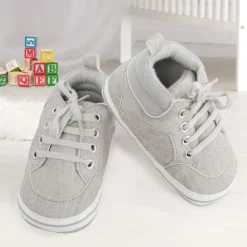 Baby Moo Textured Grey Lace Up Sneakers