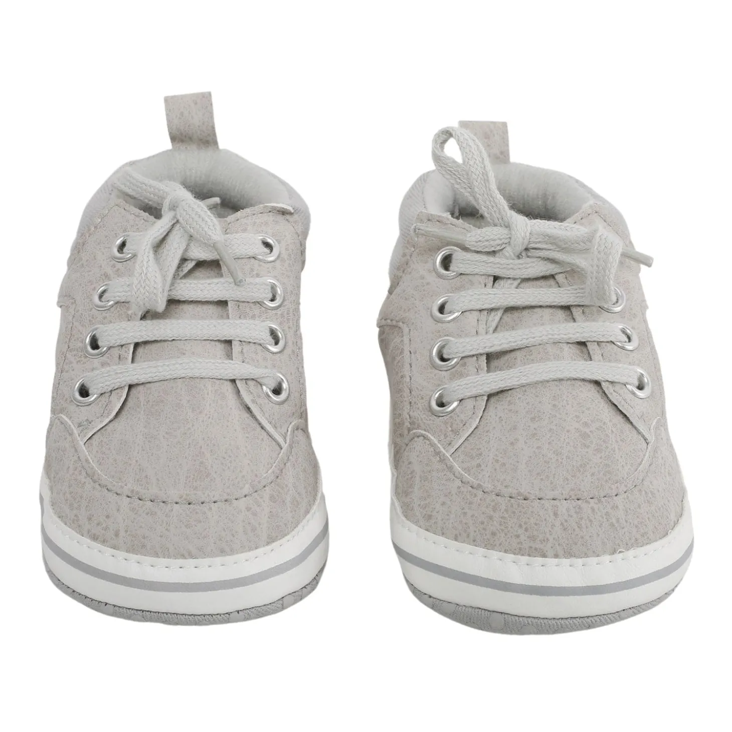 Baby Moo Textured Grey Lace Up Sneakers