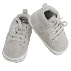 Baby Moo Textured Grey Lace Up Sneakers