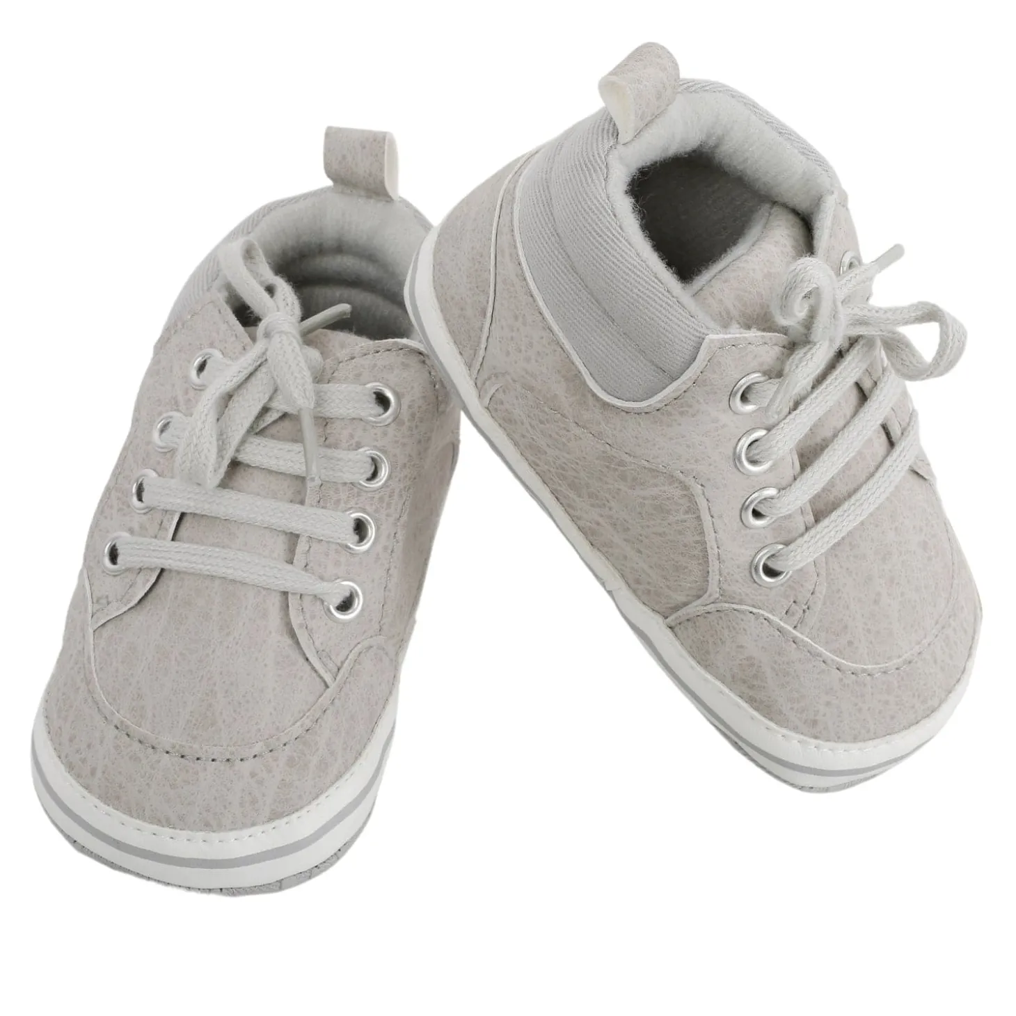 Baby Moo Textured Grey Lace Up Sneakers