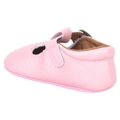 Baby Moo Textured Leather T-Strap Velcro Buckle Anti-Skid Ballerina Pram Shoes - Pink