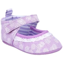 Baby Moo Textured Velcro Strap Anti-Skid Ballerina Booties - Purple