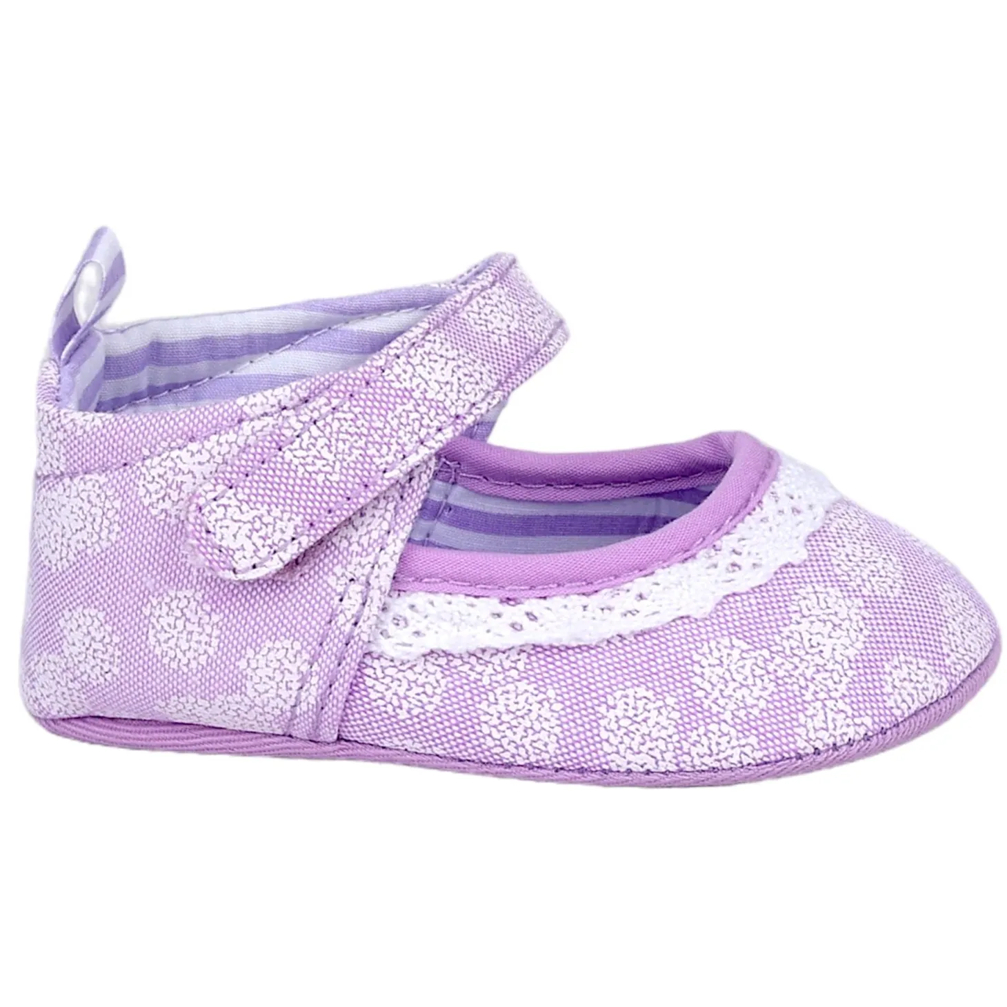 Baby Moo Textured Velcro Strap Anti-Skid Ballerina Booties - Purple