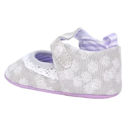 Baby Moo Textured Velcro Strap Anti-Skid Ballerina Booties - Grey