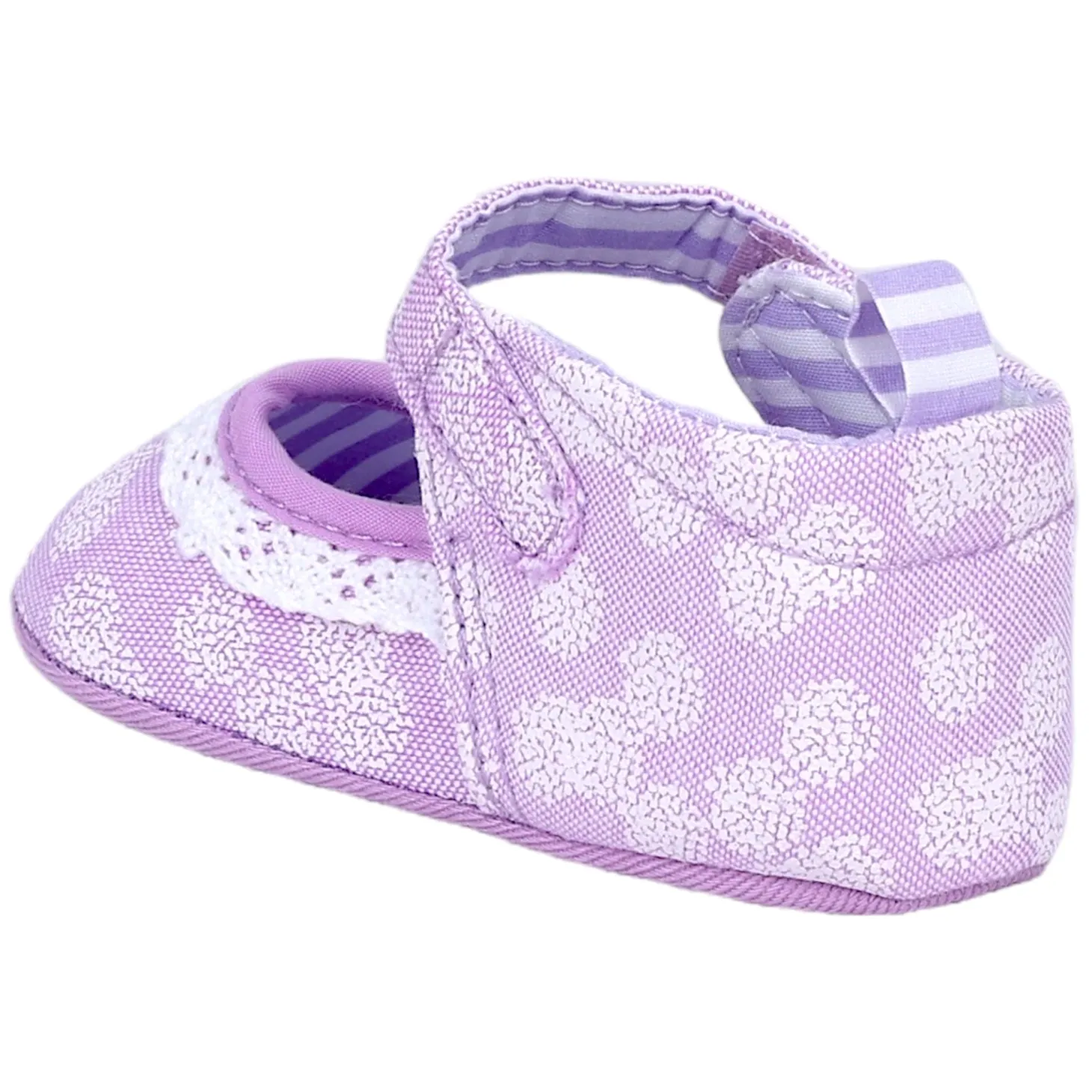 Baby Moo Textured Velcro Strap Anti-Skid Ballerina Booties - Purple