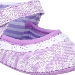 Baby Moo Textured Velcro Strap Anti-Skid Ballerina Booties - Purple