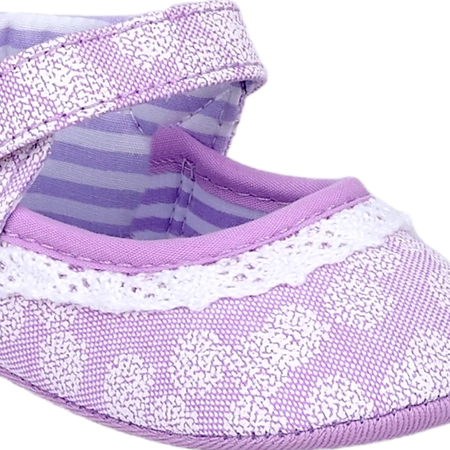 Baby Moo Textured Velcro Strap Anti-Skid Ballerina Booties - Purple