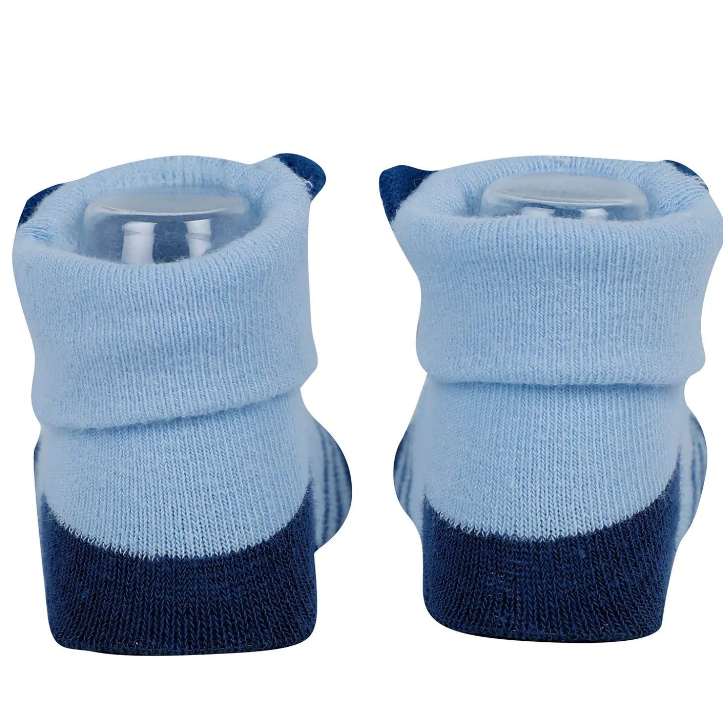 Baby Moo Tiger Puppy 3D Rattle Anti-Skid Socks Booties Pack of 3 - Blue, Beige