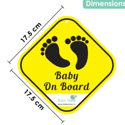Baby Moo Tiny Feet On Board With Vacuum Suction Cup Clip - Yellow
