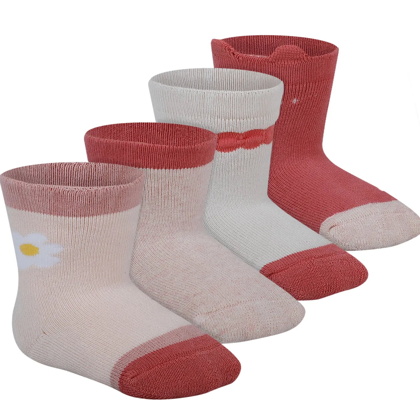 Baby Moo Tomato Soft Socks Pack of 4 - Red, Peach